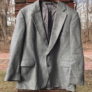 John Alexander Sport Coat Blazer Mens XL Blue Gray Soft Flannel Tweed Plaid